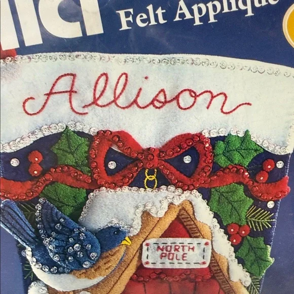 ⭐️Bucilla Felt Appliqué Stocking Kit Winter Birds Vintage 1998 Original new - Picture 8 of 8